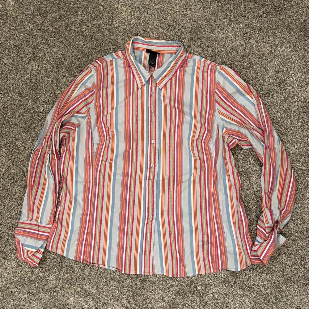 Lane Bryant Striped Long Sleeve Button Down Shirt Size 3X